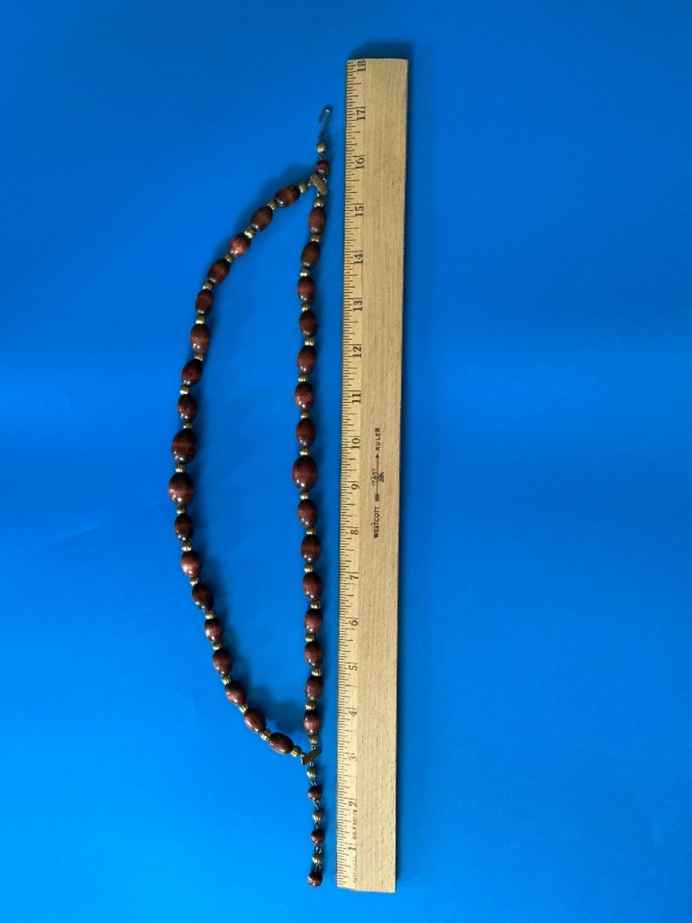 Vintage 1960s Double Strand Wood Bead Necklace Adjustable Statement Choker - Picture 7 of 15